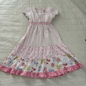 Vintage Gymboree Pink Floral Easter Dress with bow detail